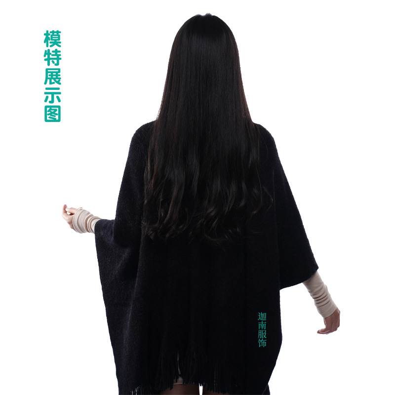Shengdi Canan Customized Autumn and Winter European and American Foreign Trade Export Simple Monochrome Cashmere-like Pocket Lock Tassel Shawl