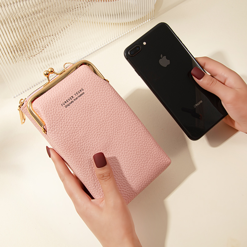 New Mobile Phone Bag Female Student Korean Style Versatile Large Capacity Phone Holder Small Bag Vertical Lock Shoulder Messenger Bag