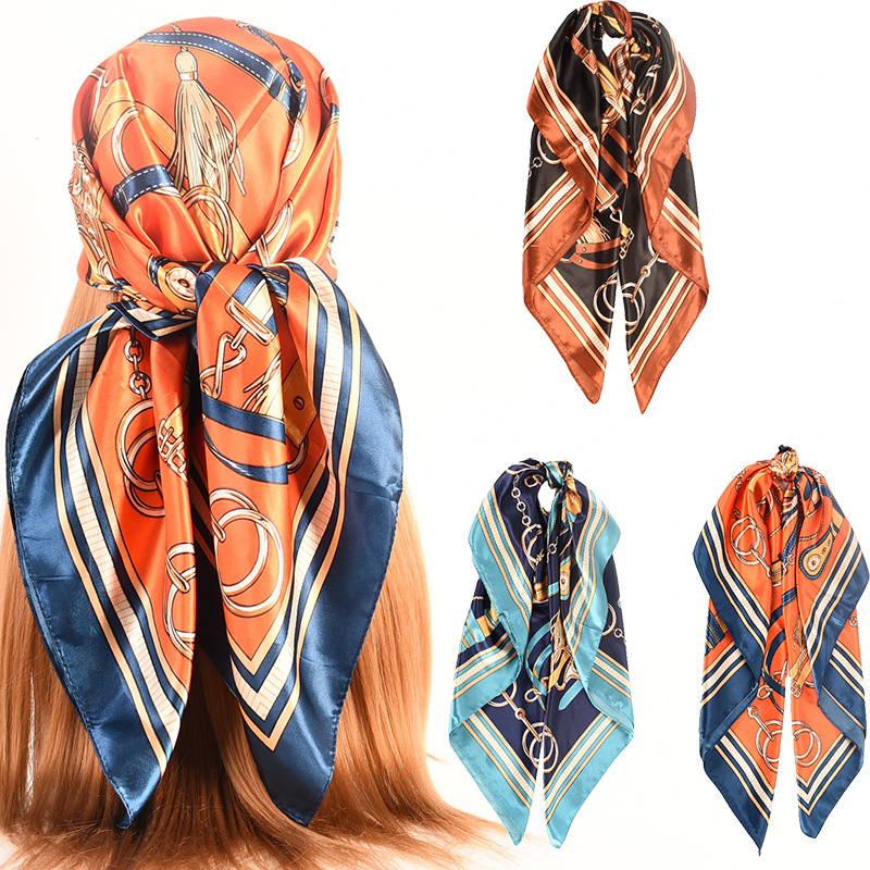 90 Large Kerchief Korean Fashion Women&#039;s Autumn and Winter New Chain Lock Square Scarf Scarf Shawl Wholesale Spot