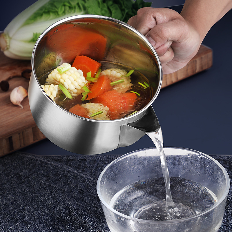 304 stainless steel oil filter pot large capacity kitchen household leak proof dust filter pot