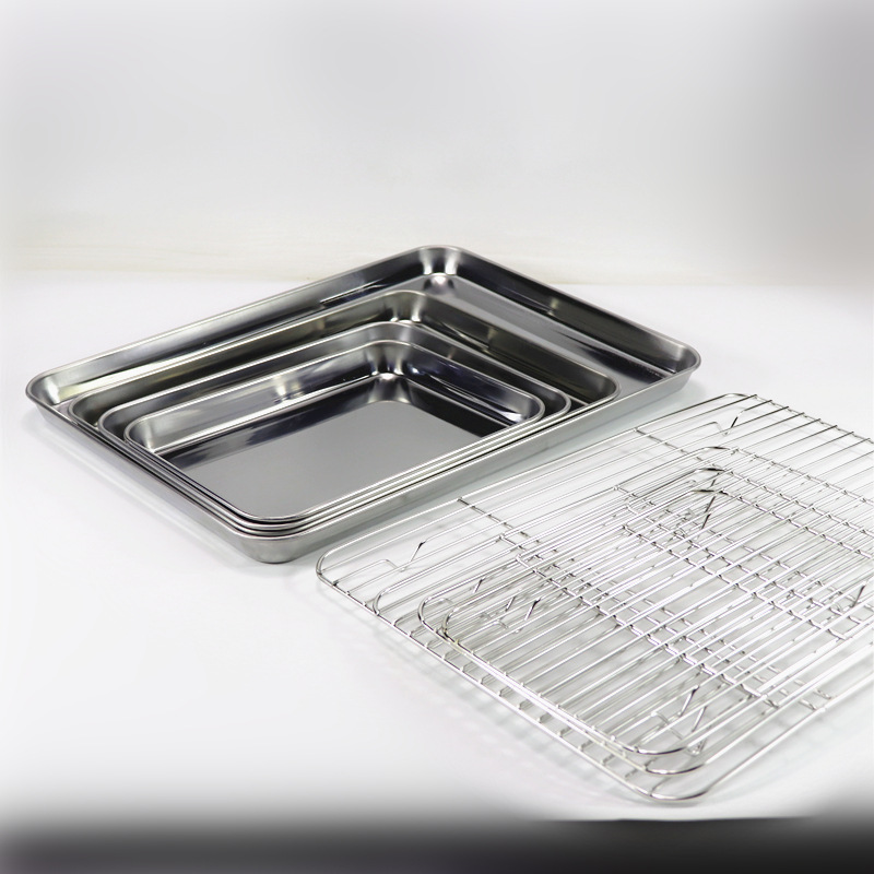 Barbecue Wire Mesh Supporting Square Plate Oil Filter Mesh Baking Dish Meal Plate Flat Bottom Plate Oil Draining Rack