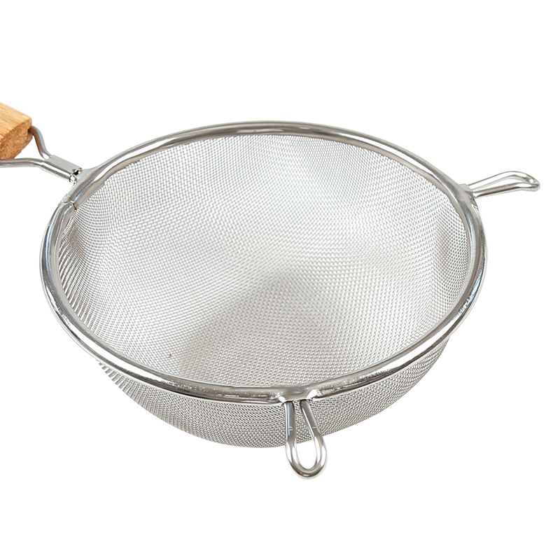 Large stainless steel strainer wooden handle double ears Fried oil filter run household kitchen run noodles run