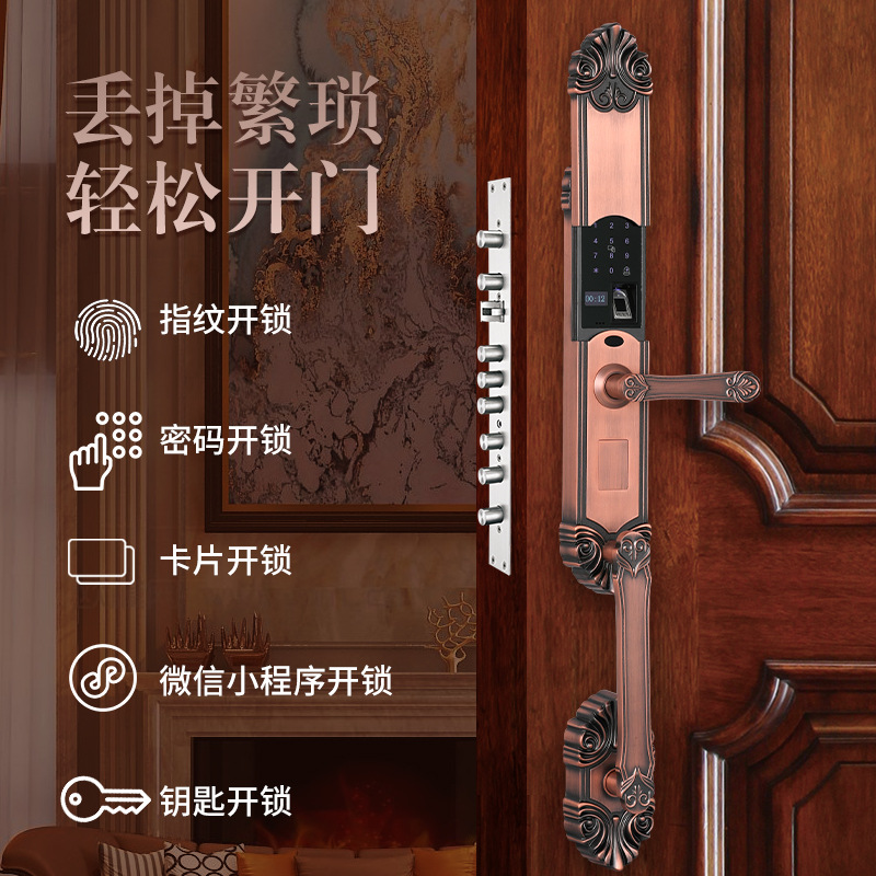 Xishijia Factory Direct Sales Zinc Alloy Electric Slide Smart Large Handle European Style Villa Electric Door Lock