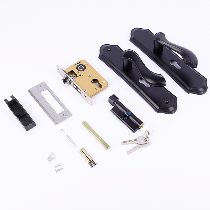 Factory Wholesale Simple Black Doorknob Protector Household Solid Wood Door Lock Mute Split Handle Lock