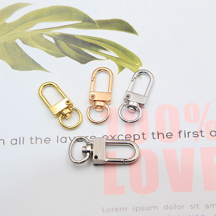 Factory Wholesale Zinc Alloy Key Ring Rotating Door Latch Golden Dog Buckle Lock Doll Buckle Buckle Car Key Case 3.2G