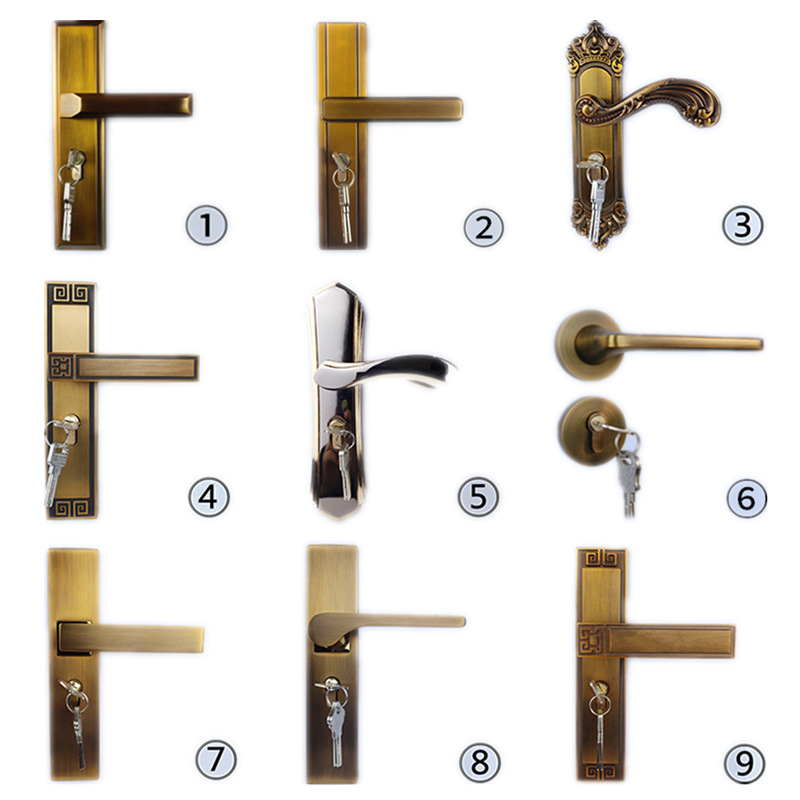 Factory Direct Sales Yellow Bronze Bedroom Door Lock New Chinese Indoor Mute Decoration Wooden Door Hardware Handle Lock