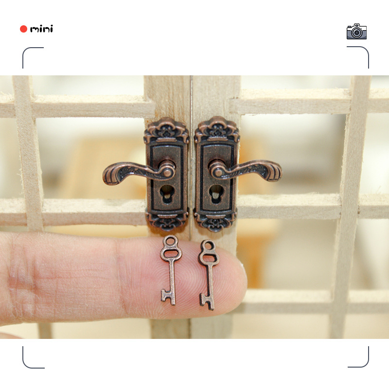 1:12 Miniature Candy Toy Scene Model Ob11 Dollhouse Accessories Mini Decoration Retro Pattern Door Lock B166