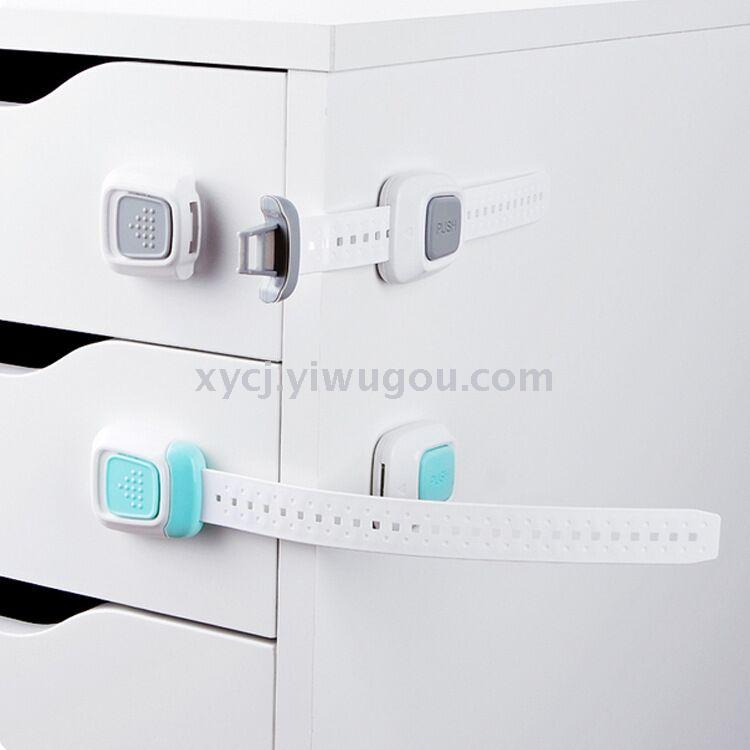 Multi-function double button baby anti-pinch cabinet door lock refrigerator lock