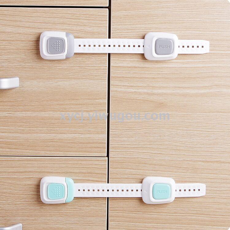 Multi-function double button baby anti-pinch cabinet door lock refrigerator lock