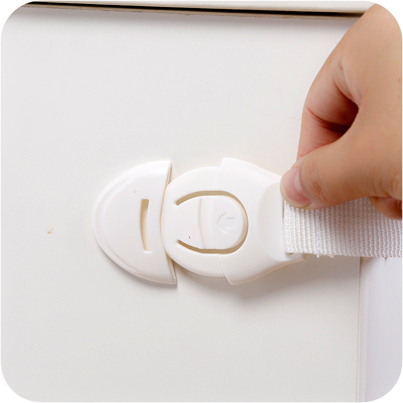 Baby Cloth Baby Safety Lock with Lock Children Buckle Lock Drawer Plastic Toilet Lock Cabinet Door Refrigerator Lock