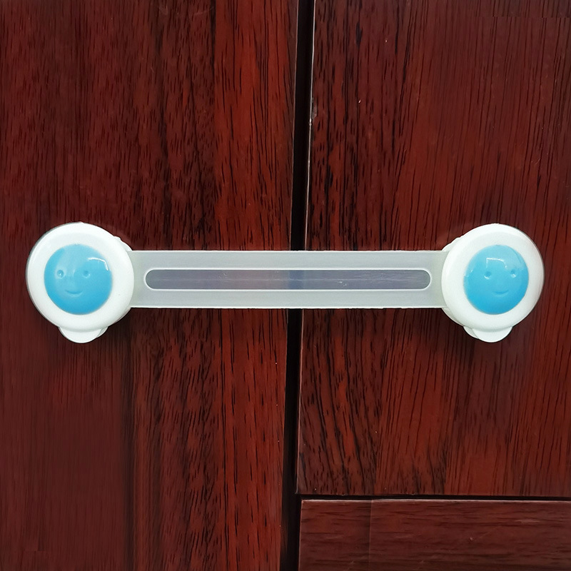 Lengthened Smiley Face Cabinet Door Refrigerator Drawer Lock Children Anti-Open Door Security Lock Baby Safety Lock Two Pieces