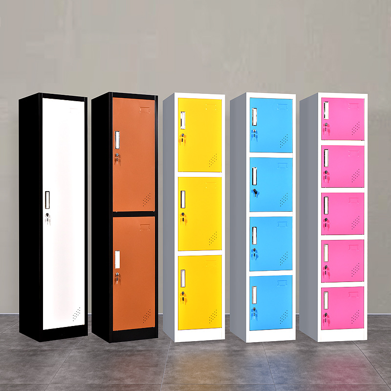 Color Staff Wardrobe Gym Store Cabinet Household Single Door Four Door Wardrobe with Lock Iron Locker