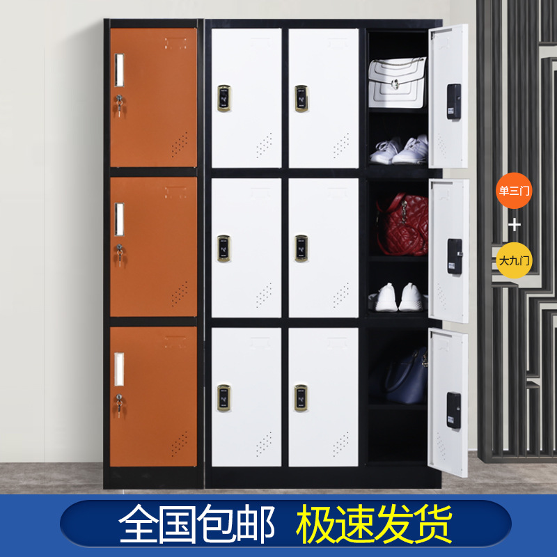 Color Staff Wardrobe Gym Store Cabinet Household Single Door Four Door Wardrobe with Lock Iron Locker