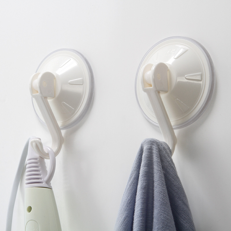 Chahua Hook Suction Cup Load-Bearing Sticky Hook Kitchen Bathroom behind the Door Tile White Sticky Hook Small Locking Type Suction Hanger