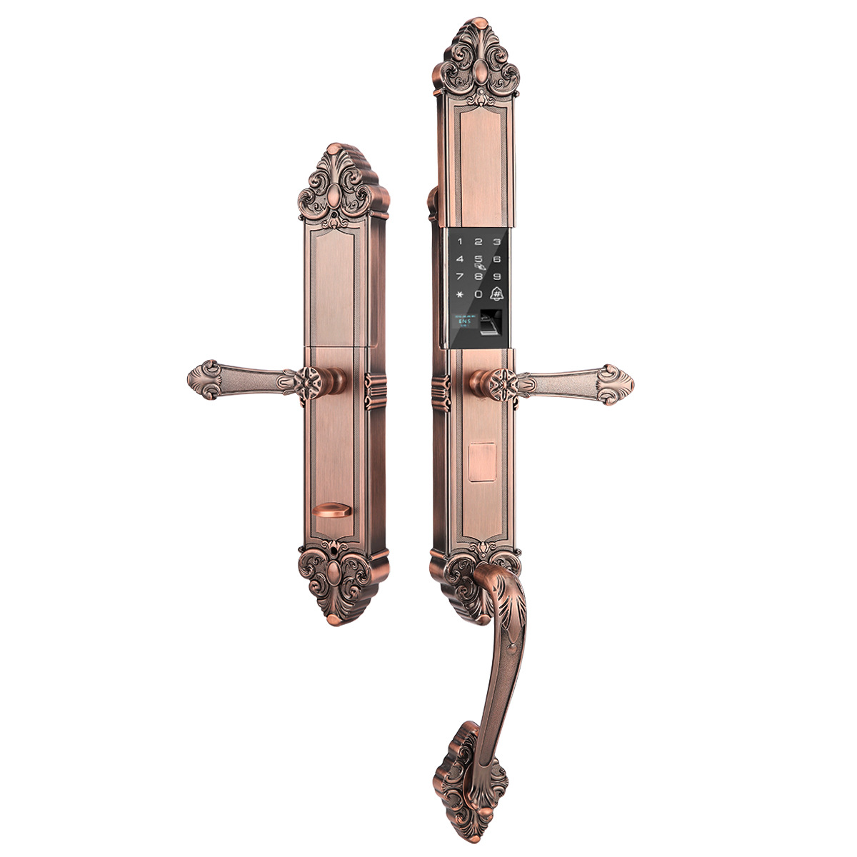Household Fingerprint Lock Anti-Theft Door Password Lock with Handle European Style Electronic Lock Credit Card Country Villa Double Open Gate Lock