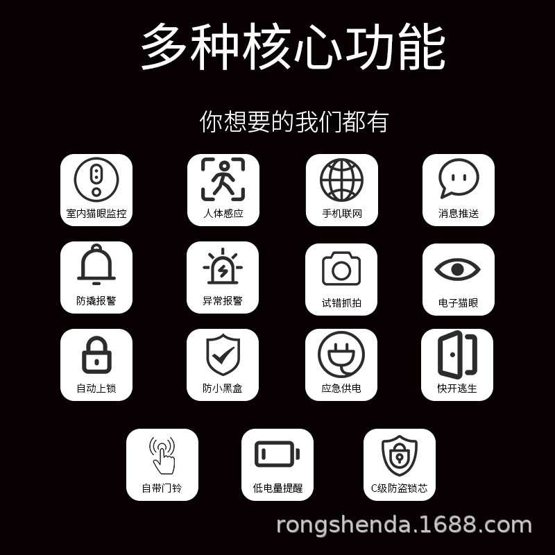 Dual Screen Automatic Peephole Viewer Home Double Open Villa Anti-Theft Timber Door Lock Face Recognition Smart Lock Fingerprint Lock