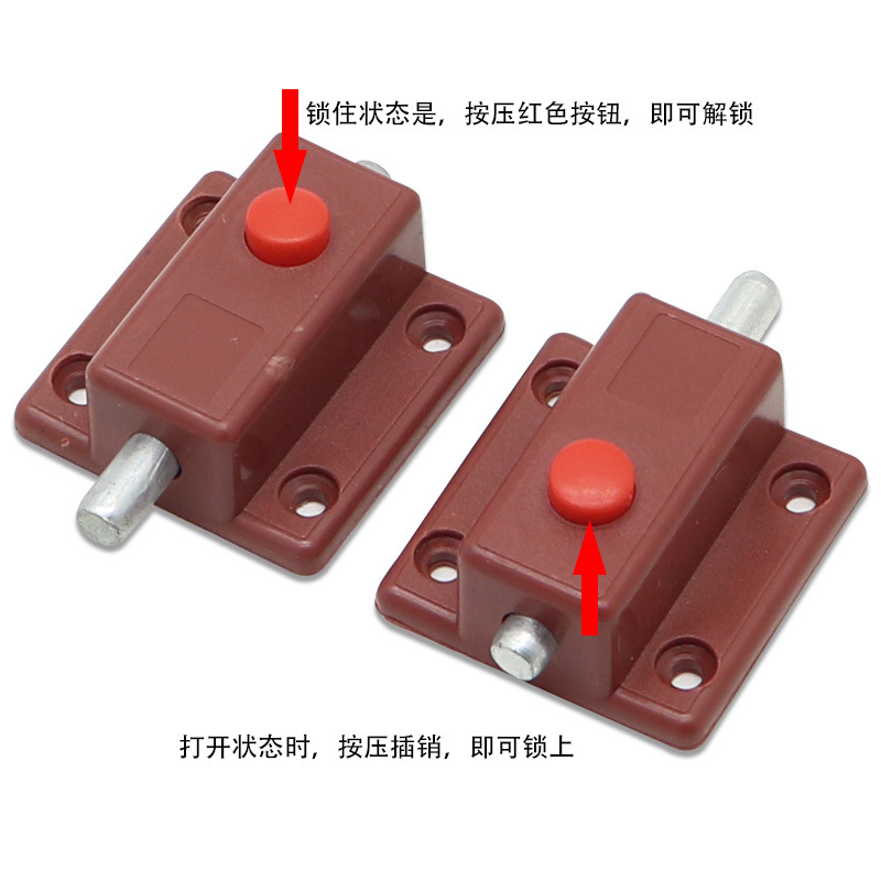 Plastic Automatic Button Lock Latch Wall Door Cabinet Door Open Concealed Spring Latch AB Nickel Pp Galvanized Wood Door Latch