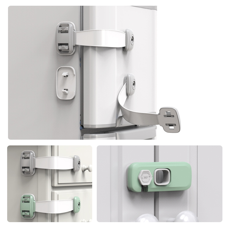 Looktosee Children Safety Lock Double Snap-Fastener Multi-Function Refrigerator Drawer Lock Baby Cabinet Door Lock for Amazon