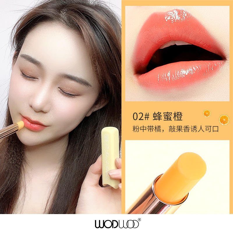Wodwod Dazzling Color Lock Moisturizing Temperature Change Lipstick Lip Hydrating Moisturizing and Nourishing Anti-Chapping Girl Color Changing Lip Balm