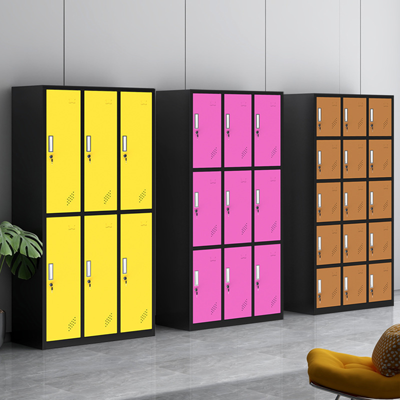 Color Employee Cabinet Wardrobe Gym Store Cabinet Bathroom Changing Cabinet Iron Locker with Induction Lock Locker