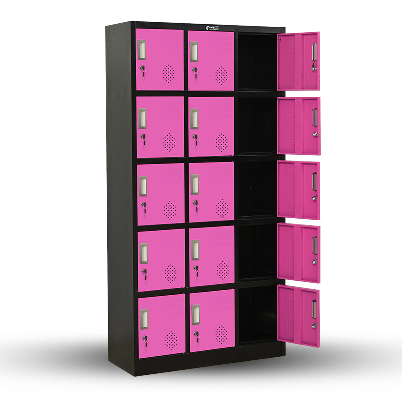 Color Employee Cabinet Wardrobe Gym Store Cabinet Bathroom Changing Cabinet Iron Locker with Induction Lock Locker