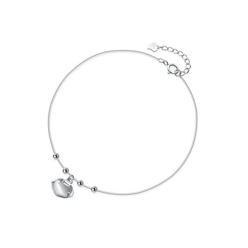 925 Silver Opal Longevity Lock Anklet Women&#039;s Simple Ins Design Fresh Niche Summer Stylish Foot Ring Korean Style