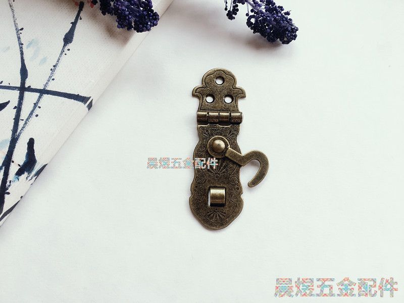 Retro Notebook Lock Iron Buckle 90 Degree Hinge Lock Wooden Box Gift Box Buckle Antique Packaging Buckle