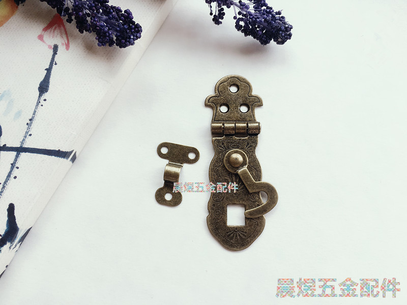 Retro Notebook Lock Iron Buckle 90 Degree Hinge Lock Wooden Box Gift Box Buckle Antique Packaging Buckle
