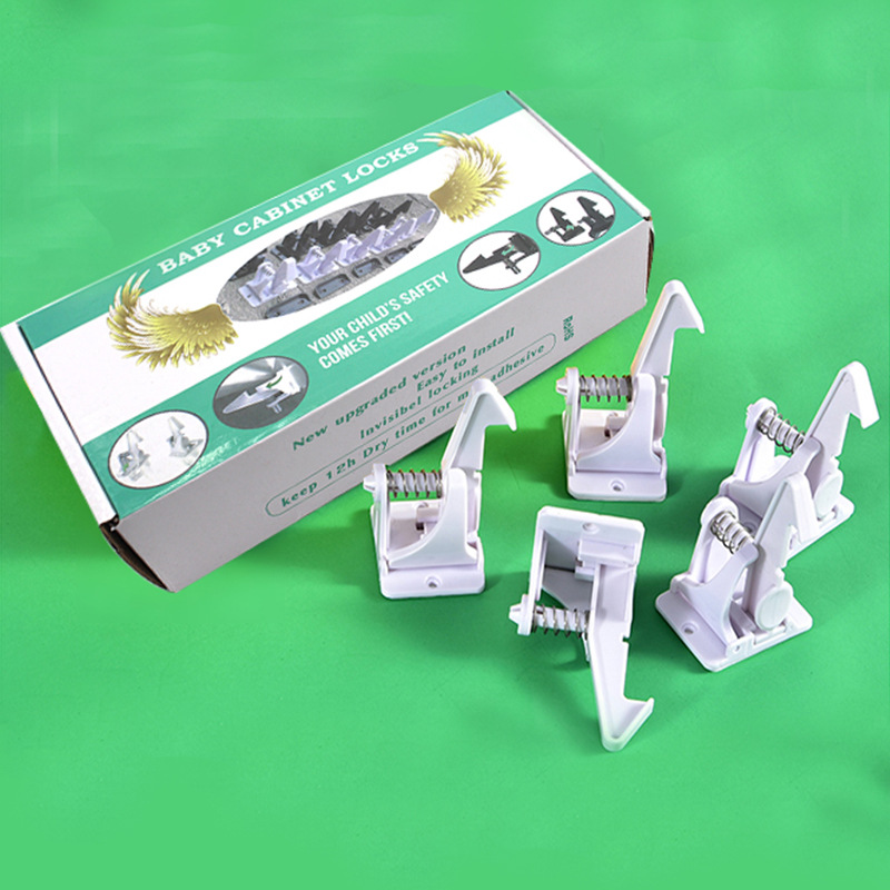 Cross-border special for new children&#039;s spring lock new protection invisible drawer door lock multi-functional spring lock