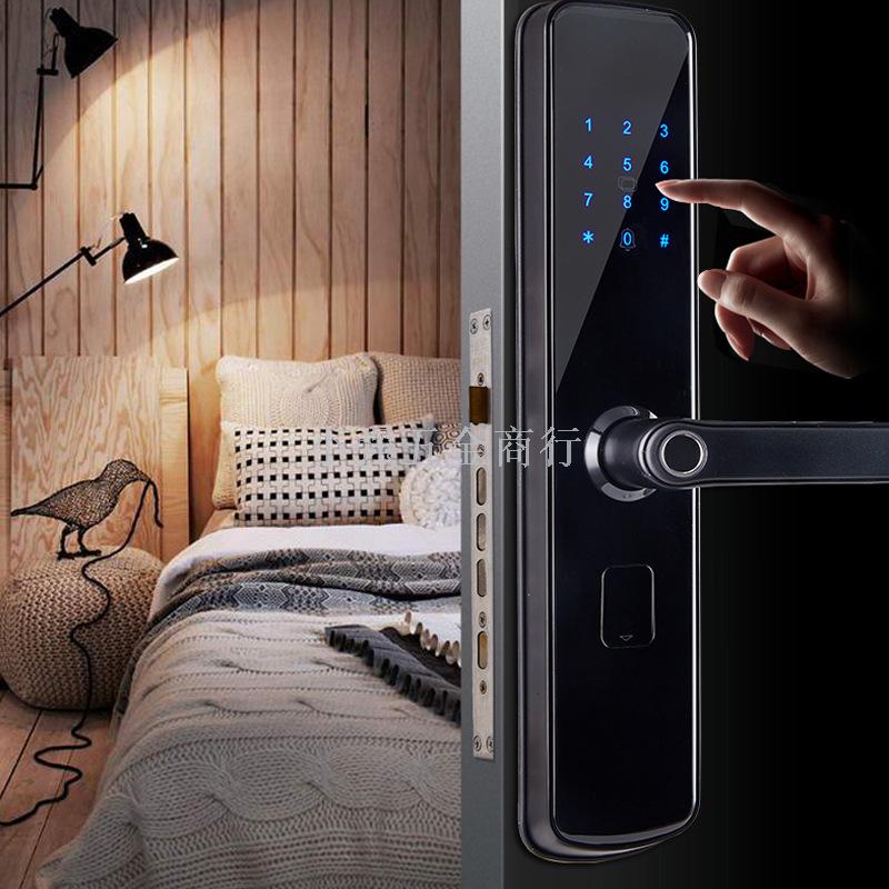 Fingerprint door lock public security quality control  all black household electronic smart door lock