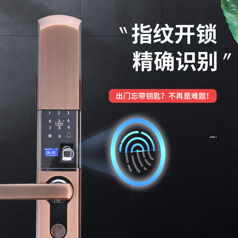 SOURCE Manufacturer Anti-Theft Door Smart Lock Gate Lock Hotel Apartment Password Lock Household Automatic Sliding Cover Fingerprint Lock