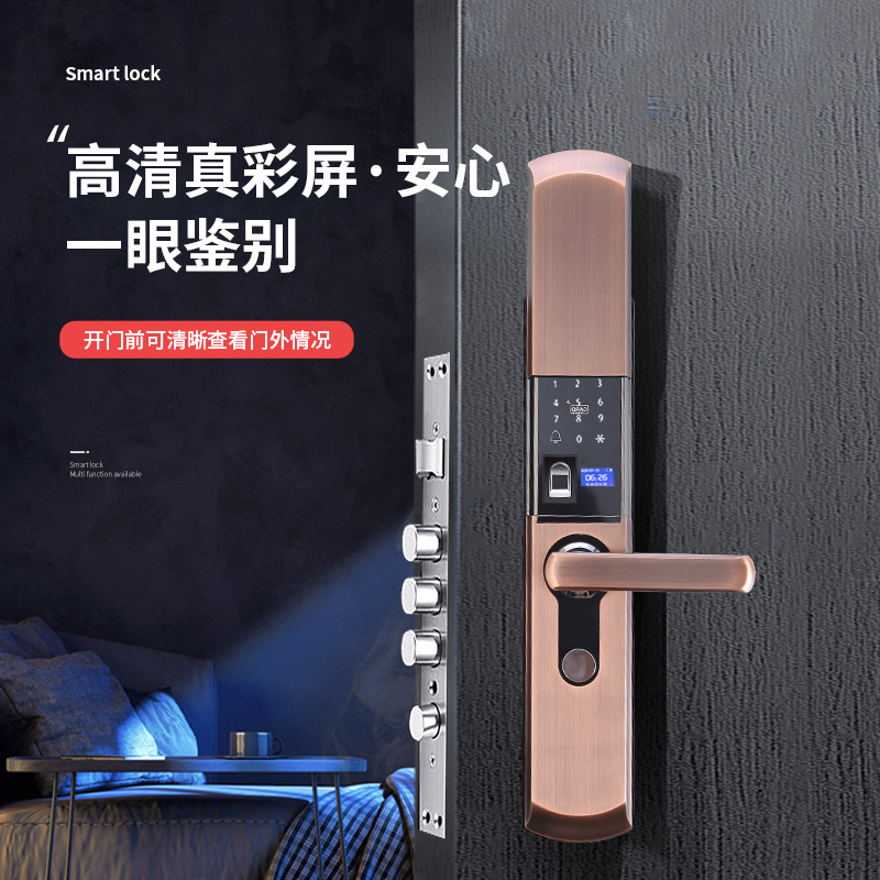 SOURCE Manufacturer Anti-Theft Door Smart Lock Gate Lock Hotel Apartment Password Lock Household Automatic Sliding Cover Fingerprint Lock