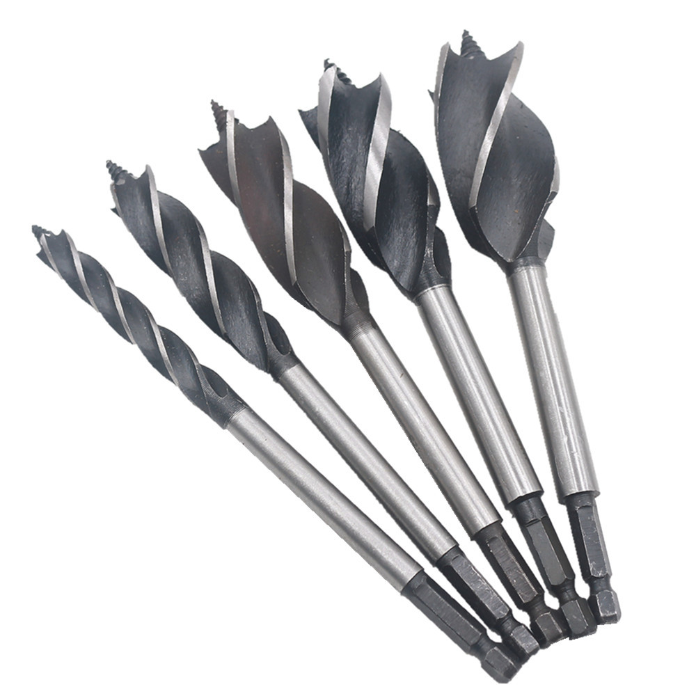 Brad Point Drill Bits Hexagonal Handle Lengthened Woodworking Hole Saw Wood Door Lock Deep Hole Reaming Drill Bit Set