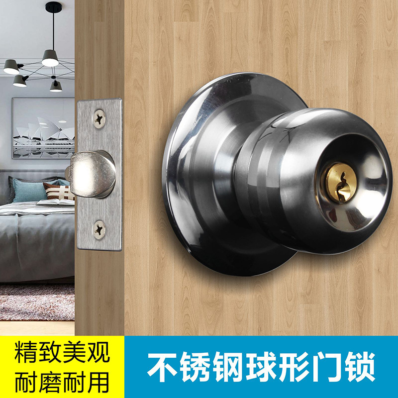Spherical Lock Door Lock with Knobs Indoor Bedroom Door Ball Lock Stainless Steel Universal Timber Door Lock round Lock Cylinder Bathroom Lock