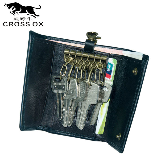 Factory Direct Sales Multi-Function to Hang Leather Key Bag Large Capacity Car Key to Door Lock Storage Tri-Fold Coin Purse
