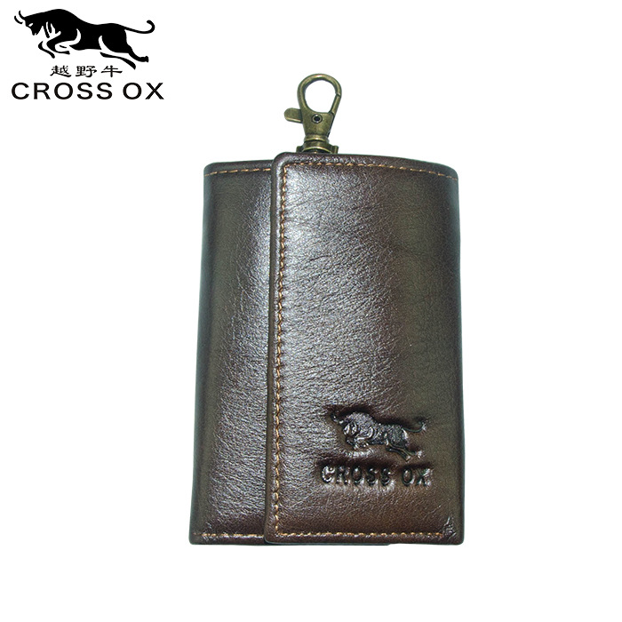 Factory Direct Sales Multi-Function to Hang Leather Key Bag Large Capacity Car Key to Door Lock Storage Tri-Fold Coin Purse