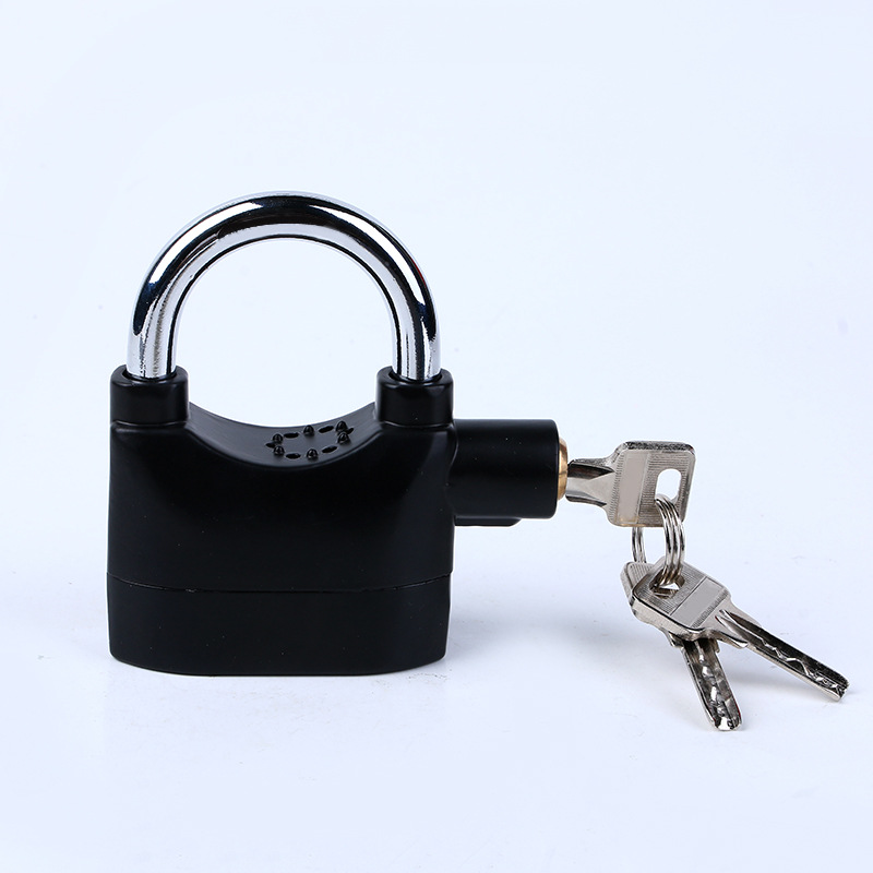70mm Aluminum Alloy Hanging Alarm Lock Black Door Lock Padlock Bicycle Anti-Theft Lock for Motorcycles Warehouse Alarm Lock
