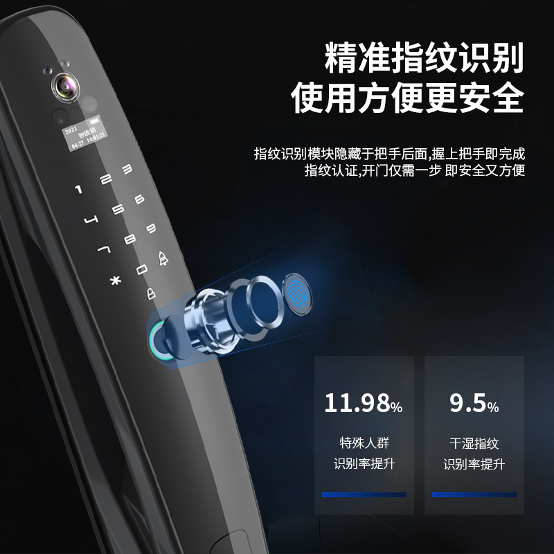 3D Face Recognition Automatic Fingerprint Lock Home Security Door Smart Lock with Surveillance Camera Electronic Lock Wholesale