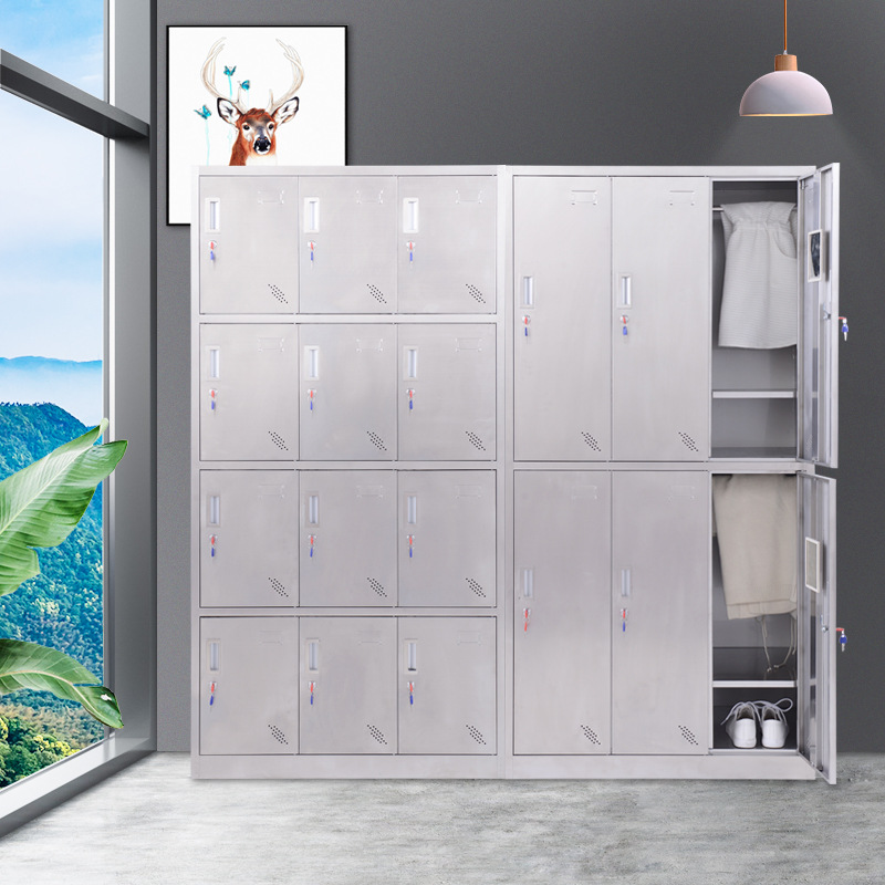 304 Stainless Steel Wardrobe Dormitory Bathroom Food Factory Dust-Free Purification Workshop with Lock Six-Door Staff Locker