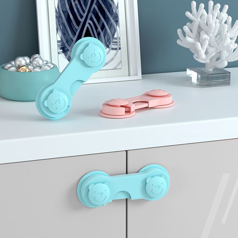 Household Children&#039;s Double-Door Safety Lock Kitchen Door Drawer Lock Baby Anti-Clamp Hand Baby Refrigerator Cabinet Protection Lock