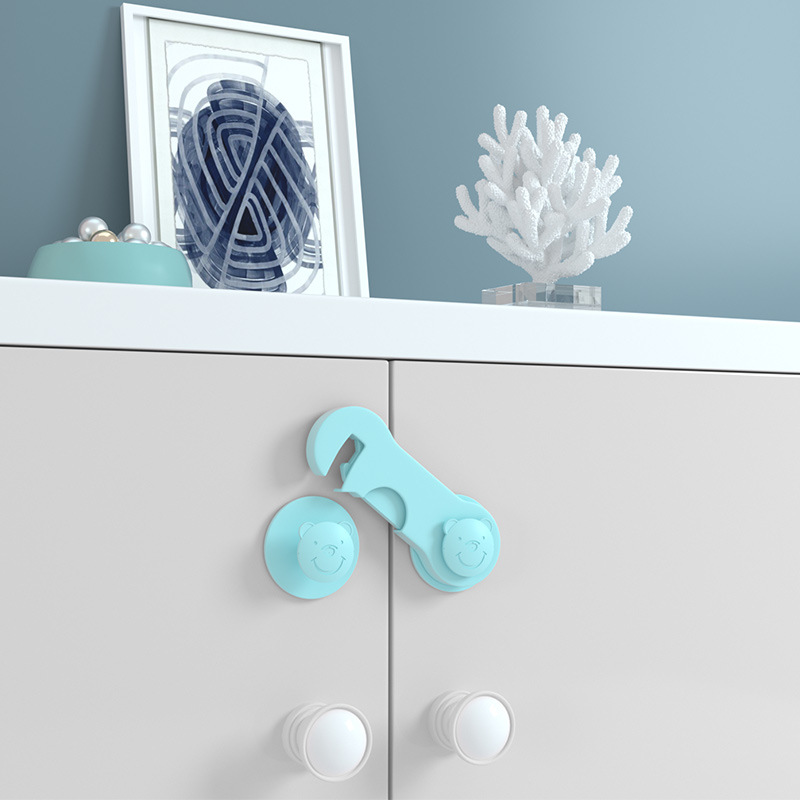 Household Children&#039;s Double-Door Safety Lock Kitchen Door Drawer Lock Baby Anti-Clamp Hand Baby Refrigerator Cabinet Protection Lock