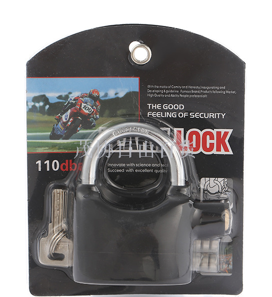 Black aluminum alloy alarm lock door and window padlock bicycle and motorcycle anti-theft lock