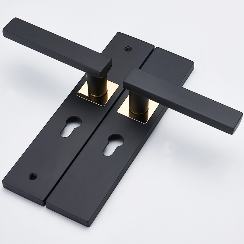 European-Style Door Lock Indoor Bedroom Door Lock American-Style Black Bathroom Solid Wood Door Handle Household Mute Door Lock