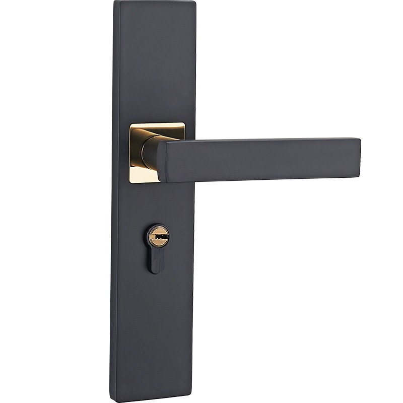 European-Style Door Lock Indoor Bedroom Door Lock American-Style Black Bathroom Solid Wood Door Handle Household Mute Door Lock