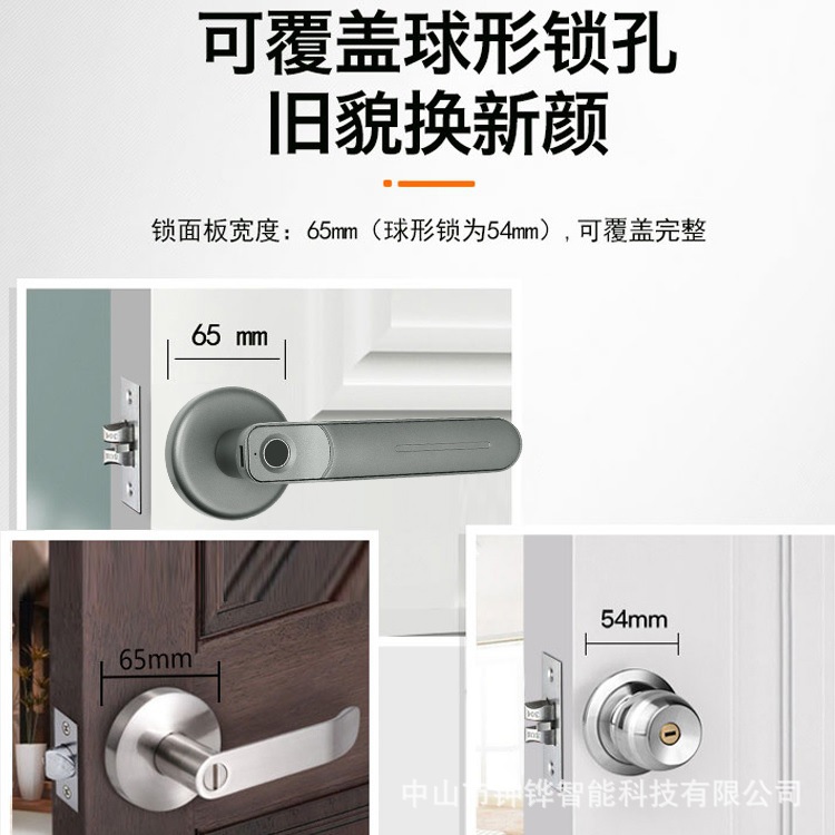 Indoor Bedroom Wooden Door Fingerprint Lock Office Home Ball Lock Door Lock Handle Electronic Smart Lock Room Door Fingerprint Lock