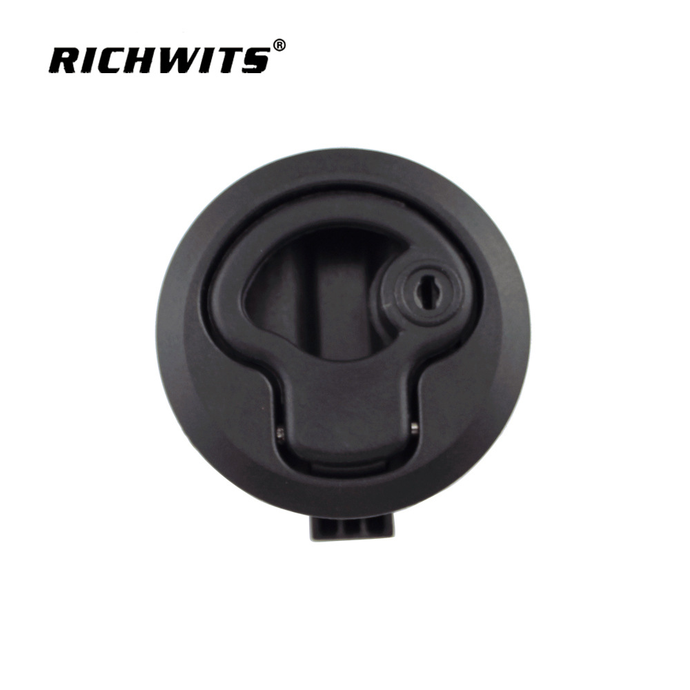 Yacht RV Toilet Door Lock Marine Deck Lock Floor Shackle Embedded Plastic Black Lock round Lock