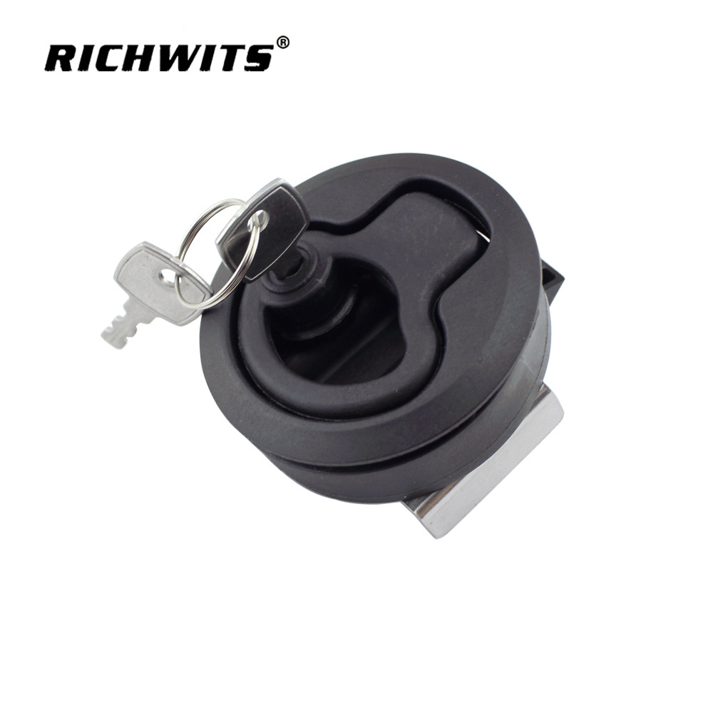 Yacht RV Toilet Door Lock Marine Deck Lock Floor Shackle Embedded Plastic Black Lock round Lock