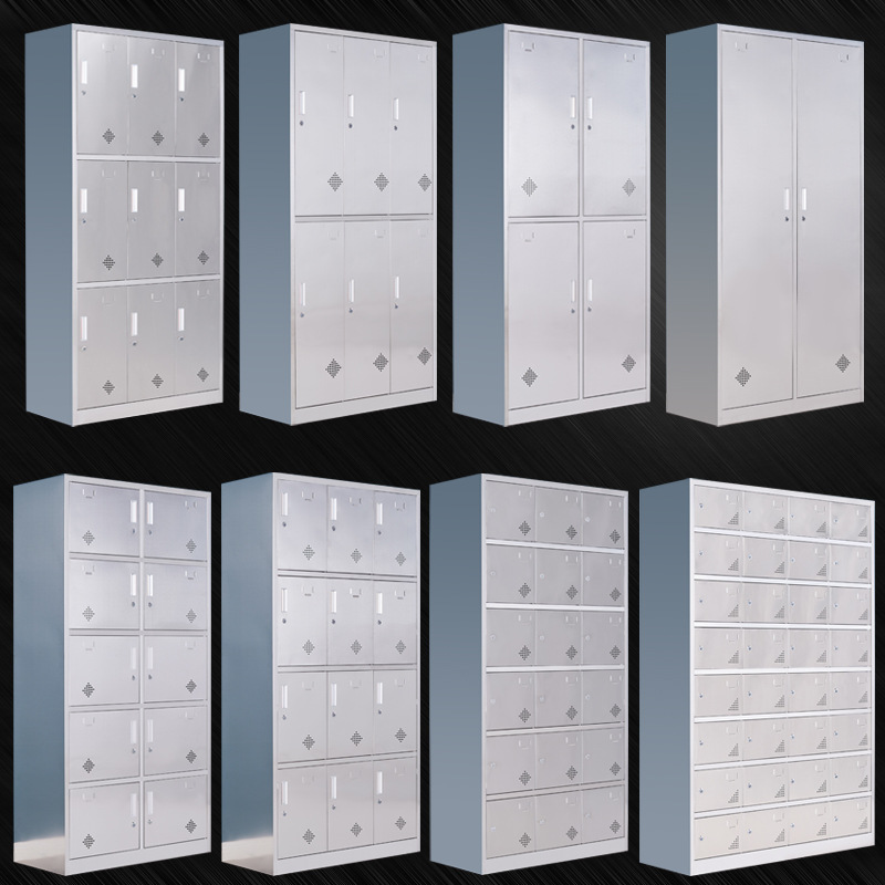 Factory 304 Stainless Steel Wardrobe Staff Student Dormitory Locker with Lock Multi-Door Shoe Cabinet Instrument Cabinet Cupboard