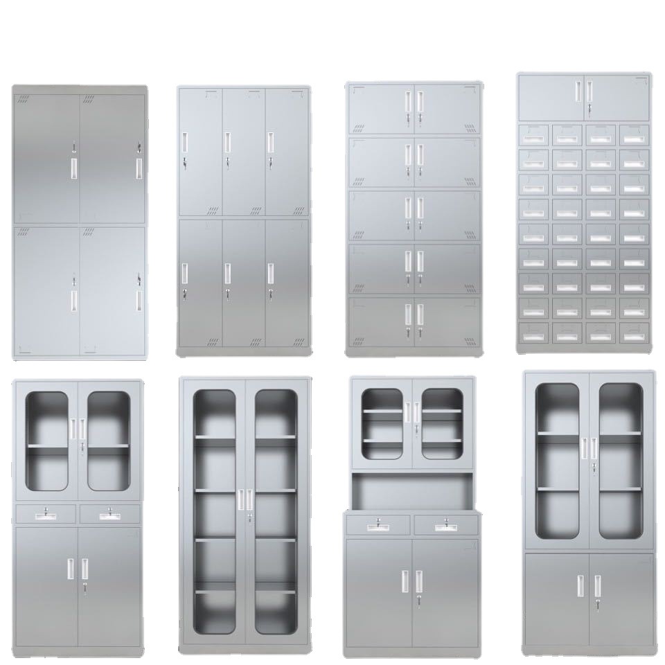 Factory 304 Stainless Steel Wardrobe Staff Student Dormitory Locker with Lock Multi-Door Shoe Cabinet Instrument Cabinet Cupboard