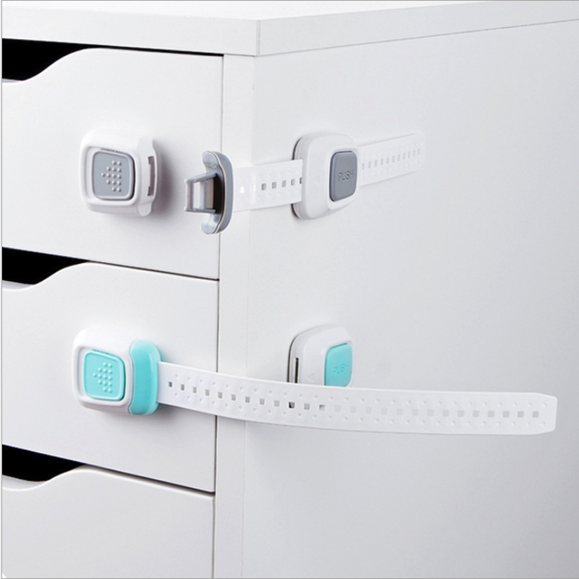 Multi-functional double button baby anti-clamping hand cabinet door lock refrigerator lock children&#039;s safety lock protective drawer lock
